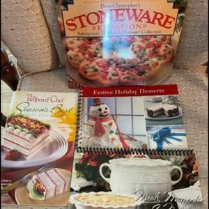 Pampered Chef Festive Cookbook Bundle if 4 - Red, White, Cream